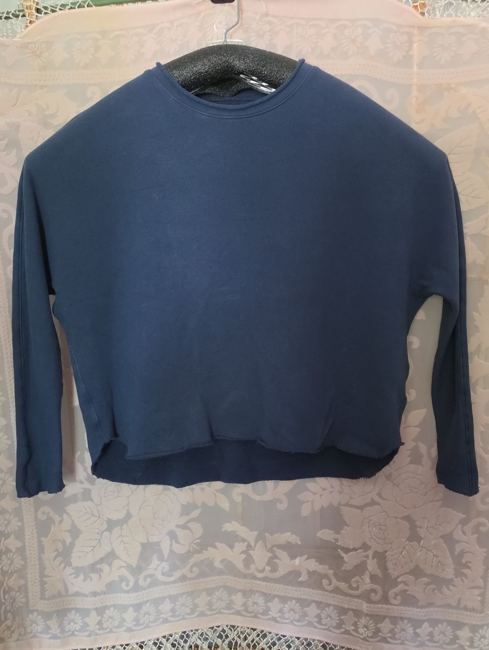 Frank & Eileen Navy Cropped Crewneck Sweatshirt